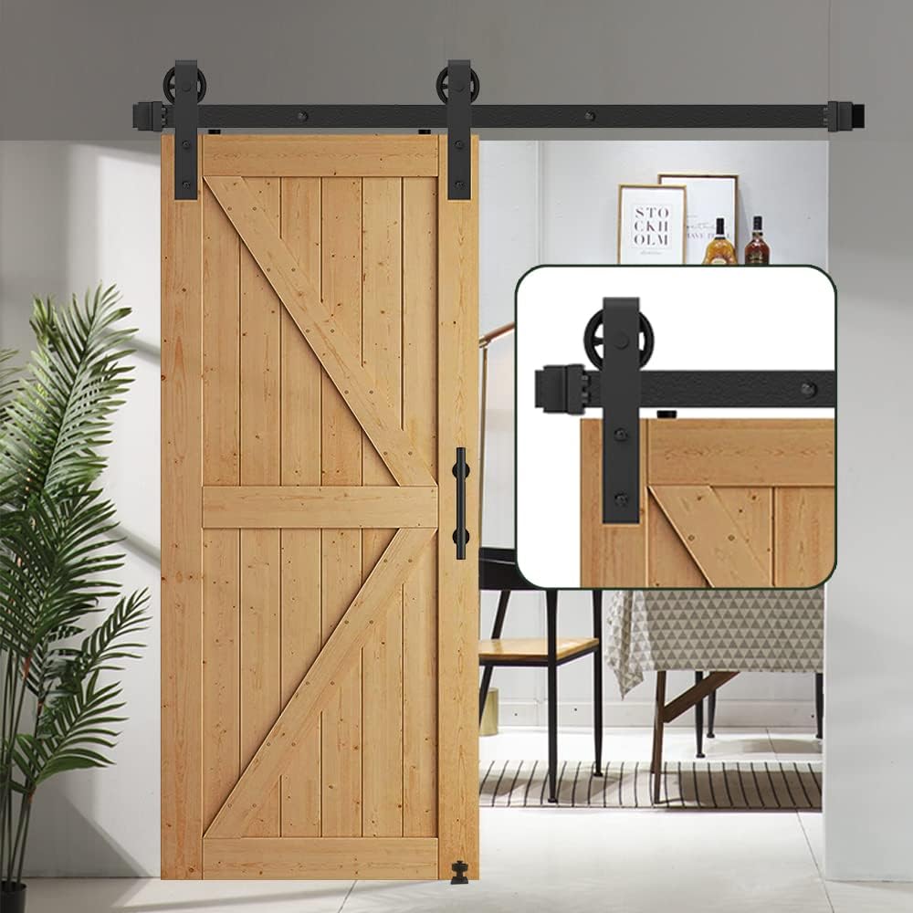 12FT Heavy Duty Q235 Carbon Steel Barn Door Hardware Kit A742470