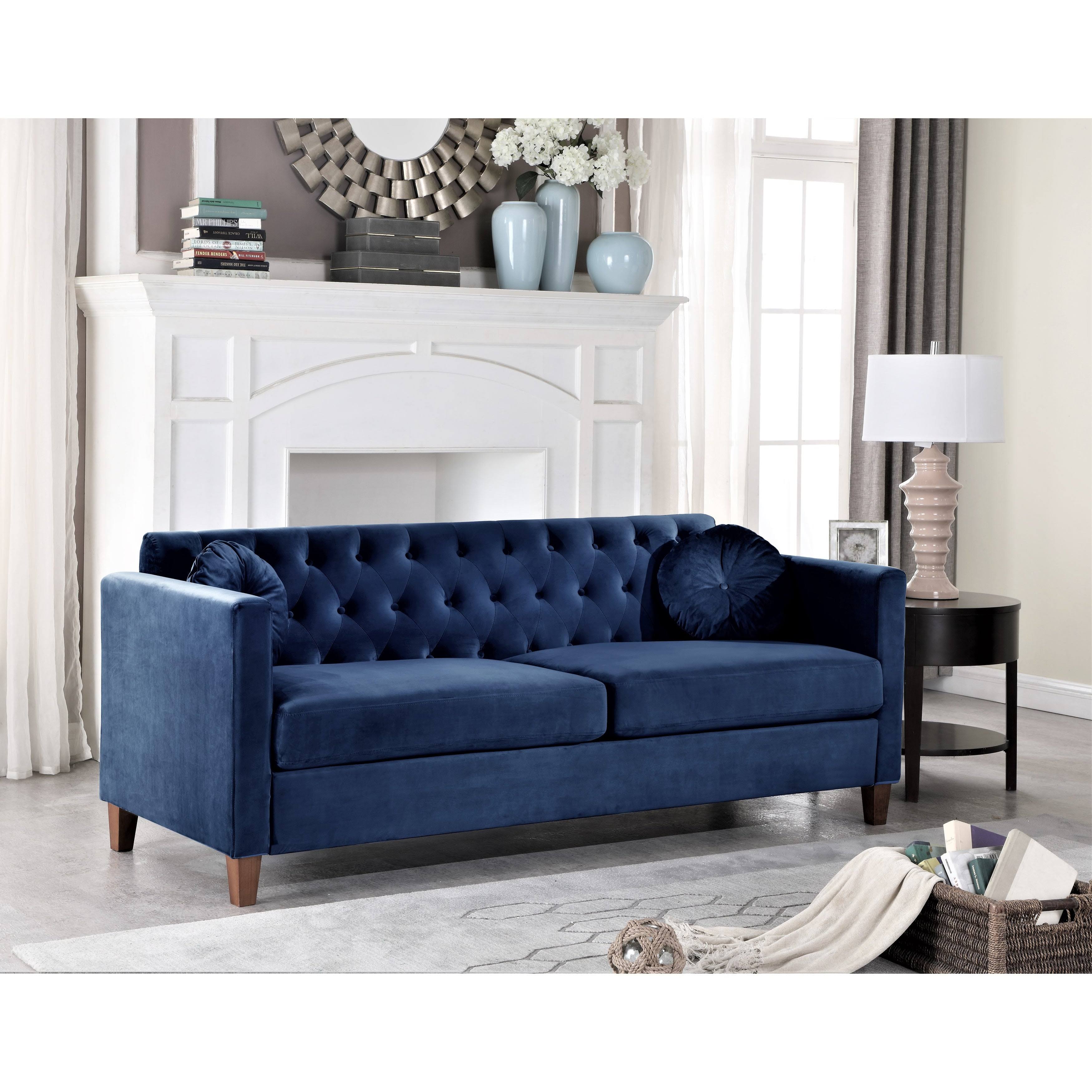 Dark Blue Velvet Chesterfield Sofa J429005