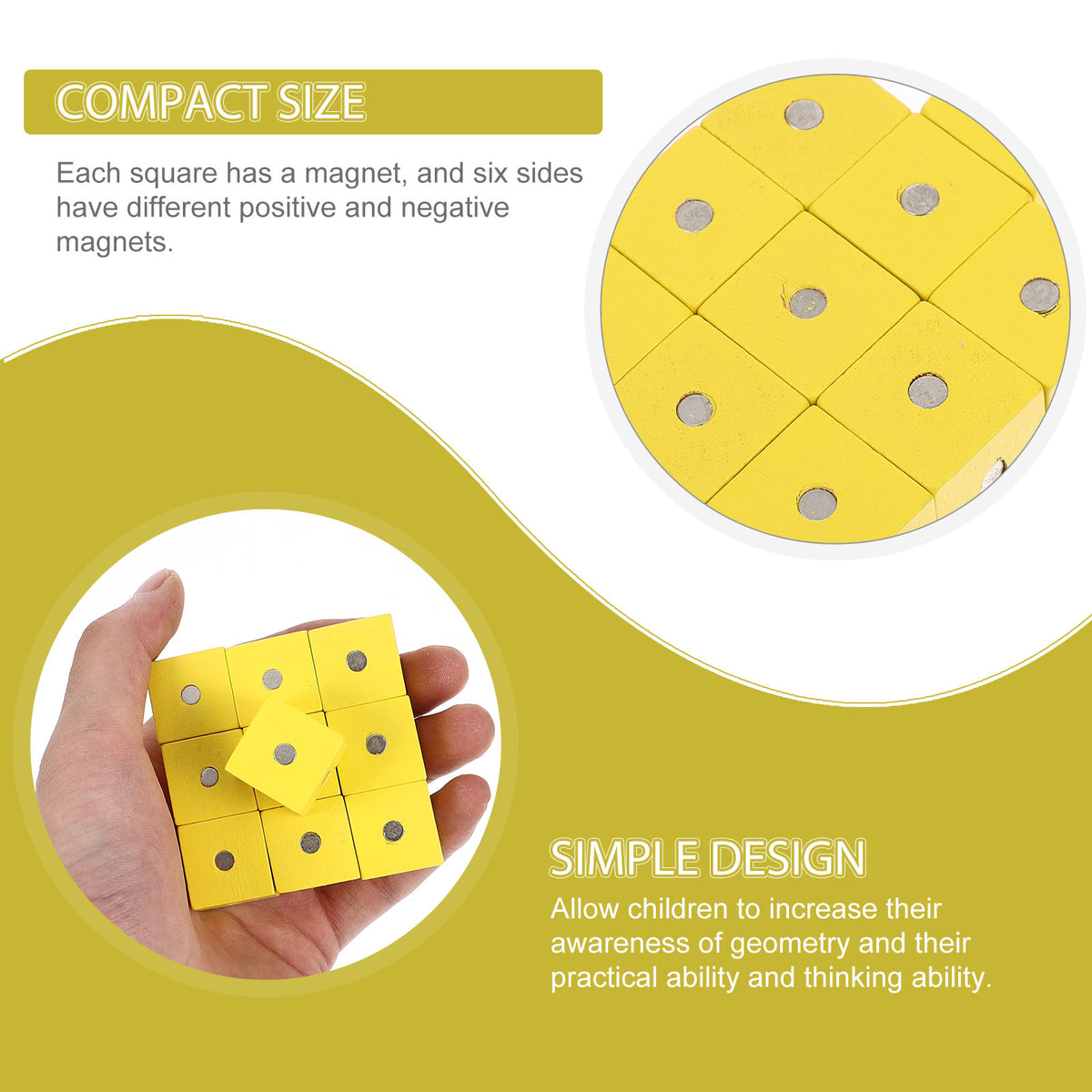 20 Pcs Magnetic Wooden Cube Blocks I894