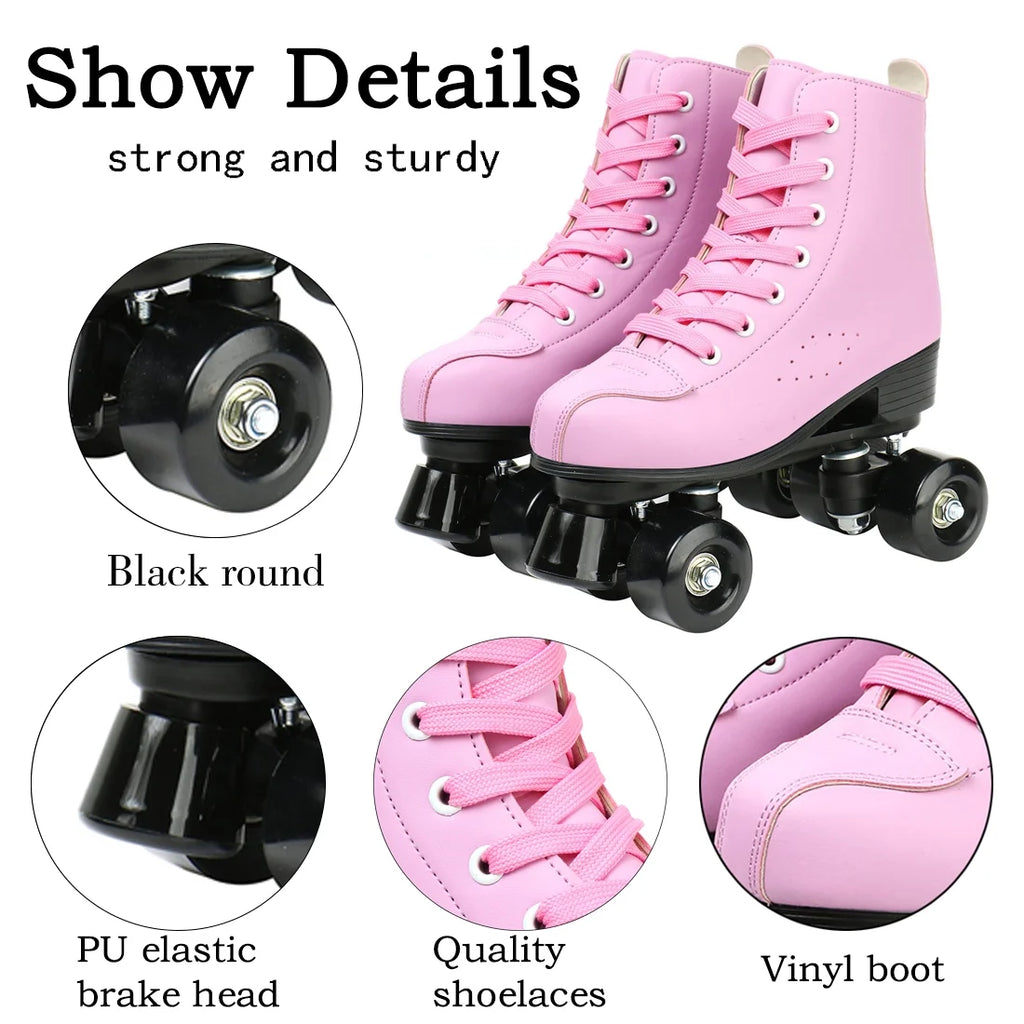 Pink High Top Roller Skates with Shoes Bag T9776