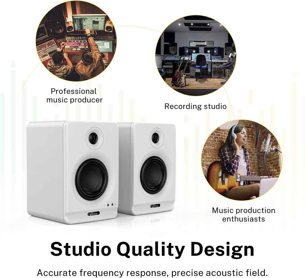 White Near Field Studio Monitors 2-Pack with Bluetooth X330