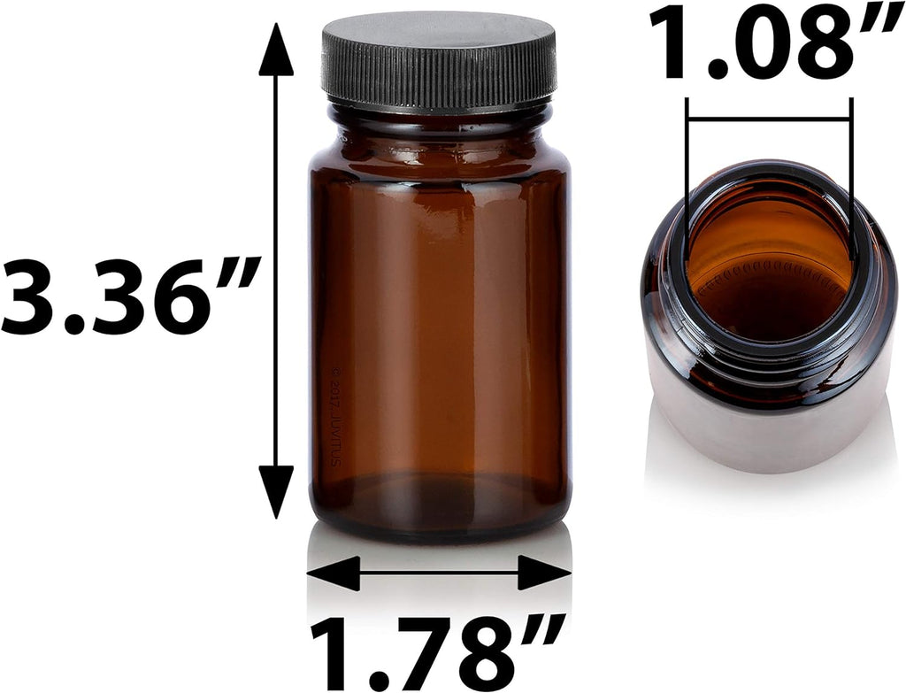 Amber Glass Bottle With Black Ribbed Lid (12 Pack) B832365