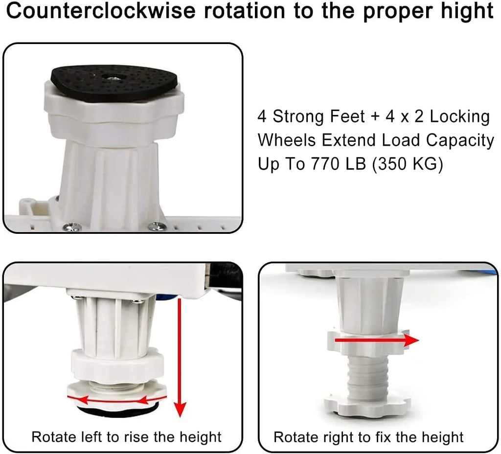 Adjustable Washing Machine Base with 4 Roller Wheels & 4 Feet U446502