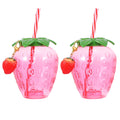 Disposable Strawberry Shape Water Bottle with 2 Straws Q8017