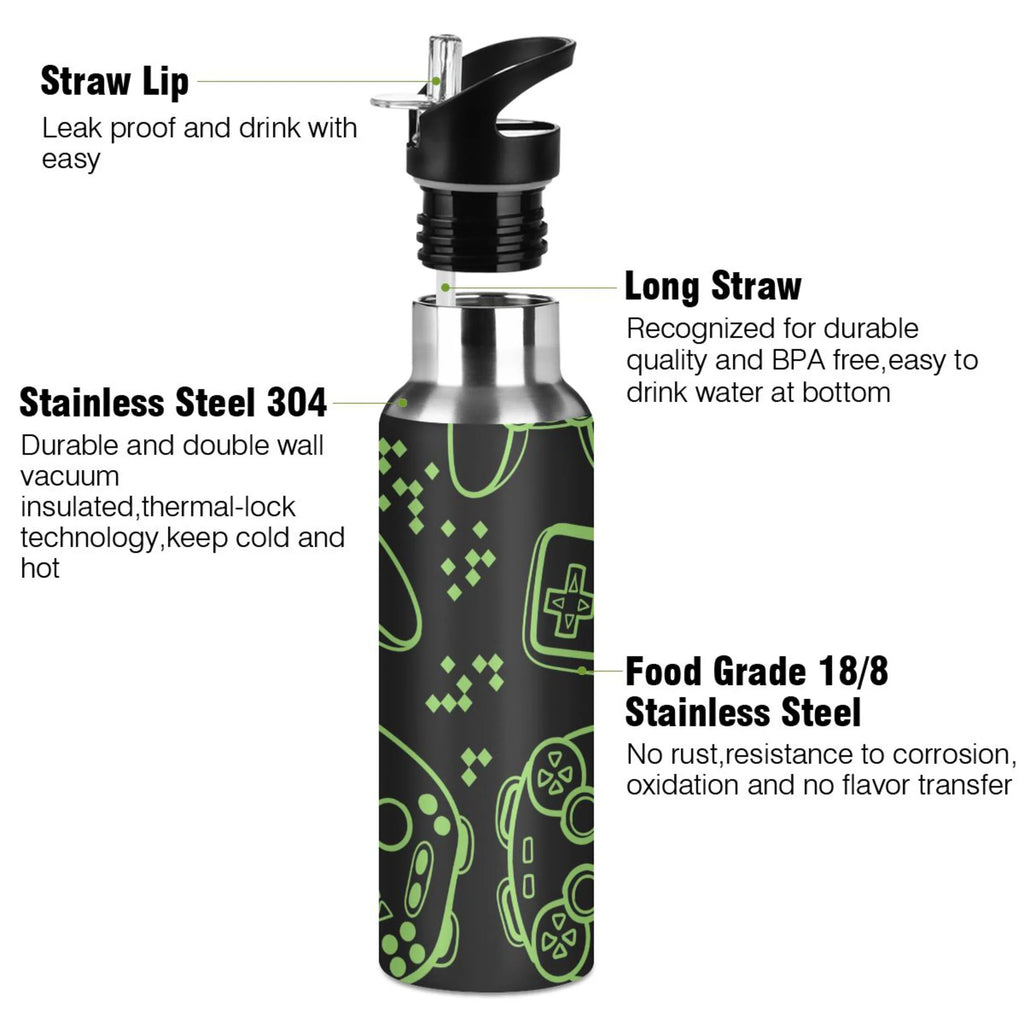 Stainless Steel Vacuum Insulated Water Bottle with Straw Lid 20 OZ R80025