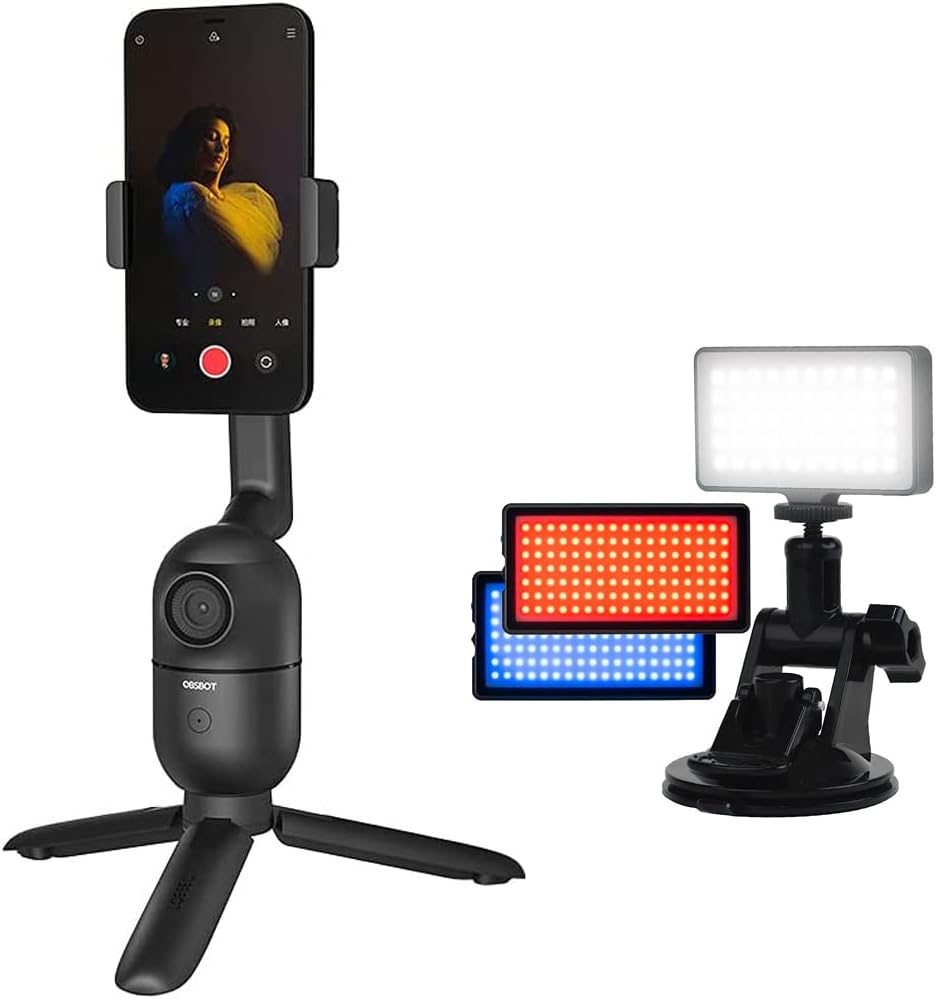 AI-Powered Auto-Tracking Camera Phone Mount Bundle with Video Conference Live Streaming Kit Q52361