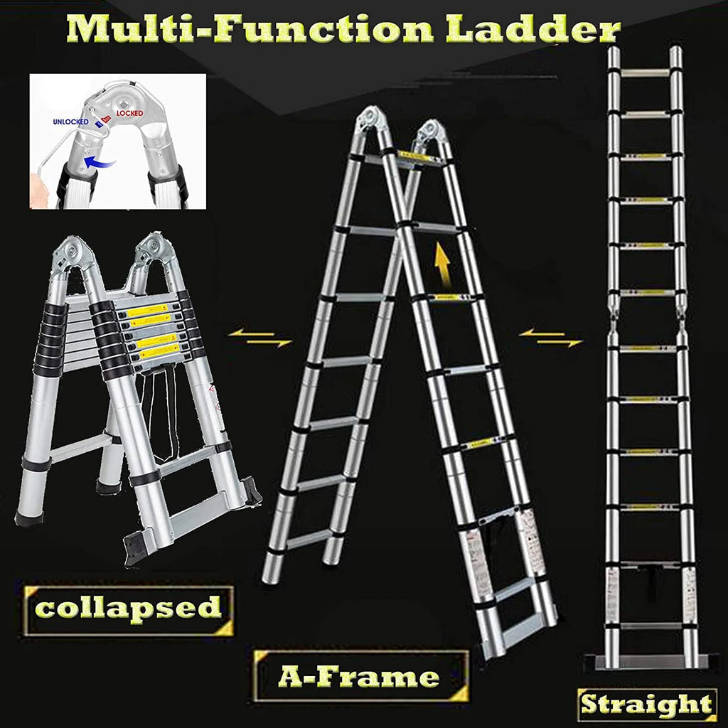 16.5Ft Aluminum Telescoping Extension Ladder with 330lbs Capacity V544830