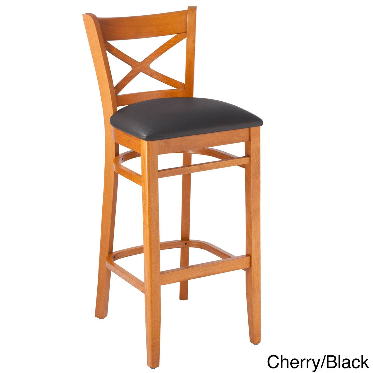 Black Solid Wood X-Back Microfiber Seat Bar Stool U681