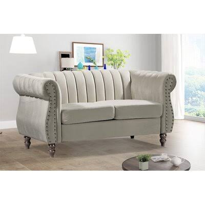 Ivory Velvet Loveseat Y72306