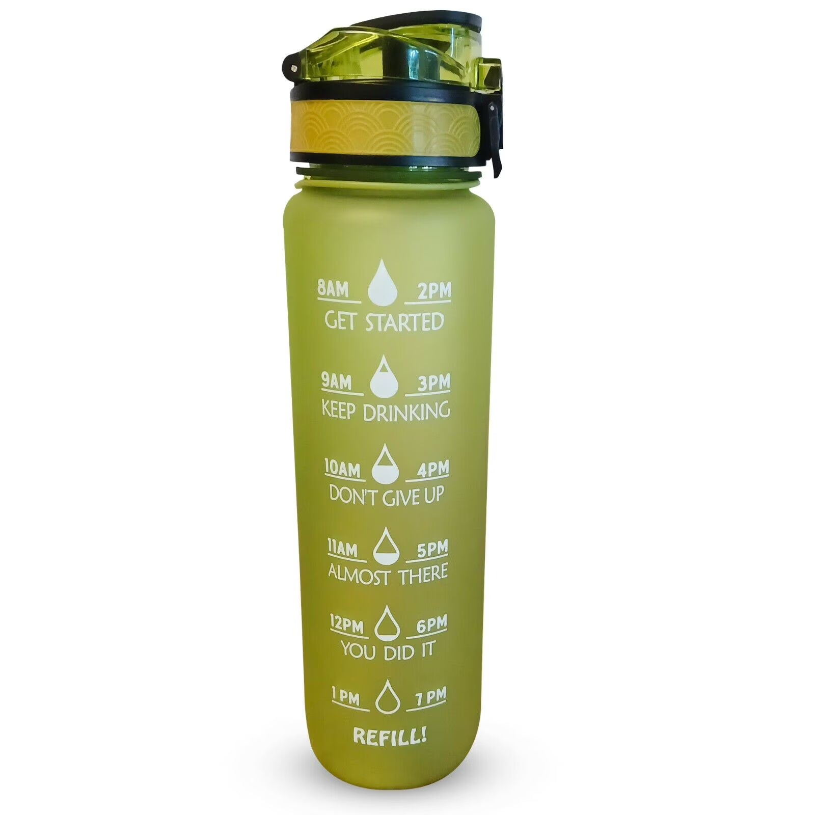 32 Oz Green Motivational Drinking Water Bottle With Time Marker R753