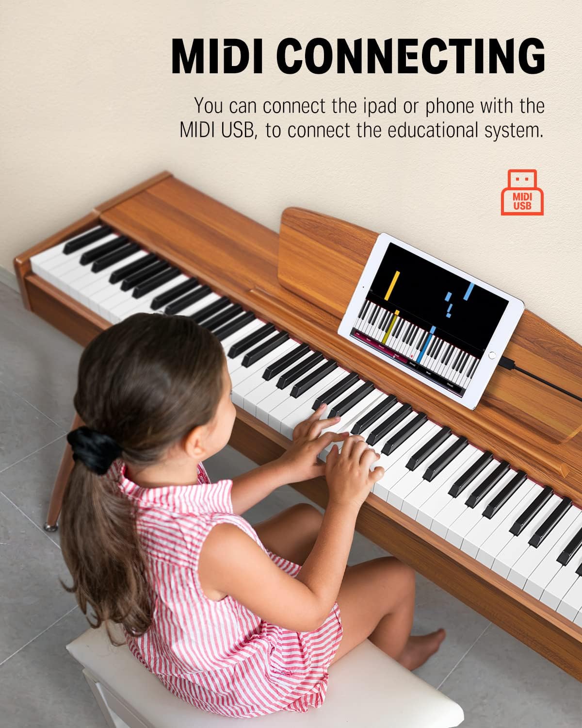 88 Key Weighted Digital Piano with Stand, Triple Pedal and MIDI K682910