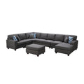 Dark Gray Linen Modular Sectional Sofa Chaise and Ottoman O43248