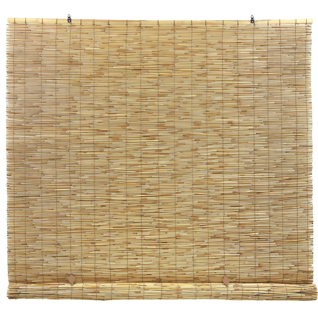 6' x 6' Cord Free Peeled and Polished Reed Roll-Up Outdoor Sun Shade T754002