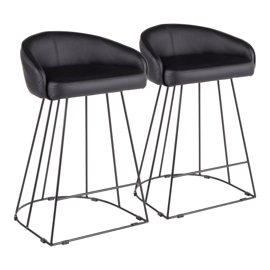 Set of 2 Contemporary Counter Stool Black/White B963