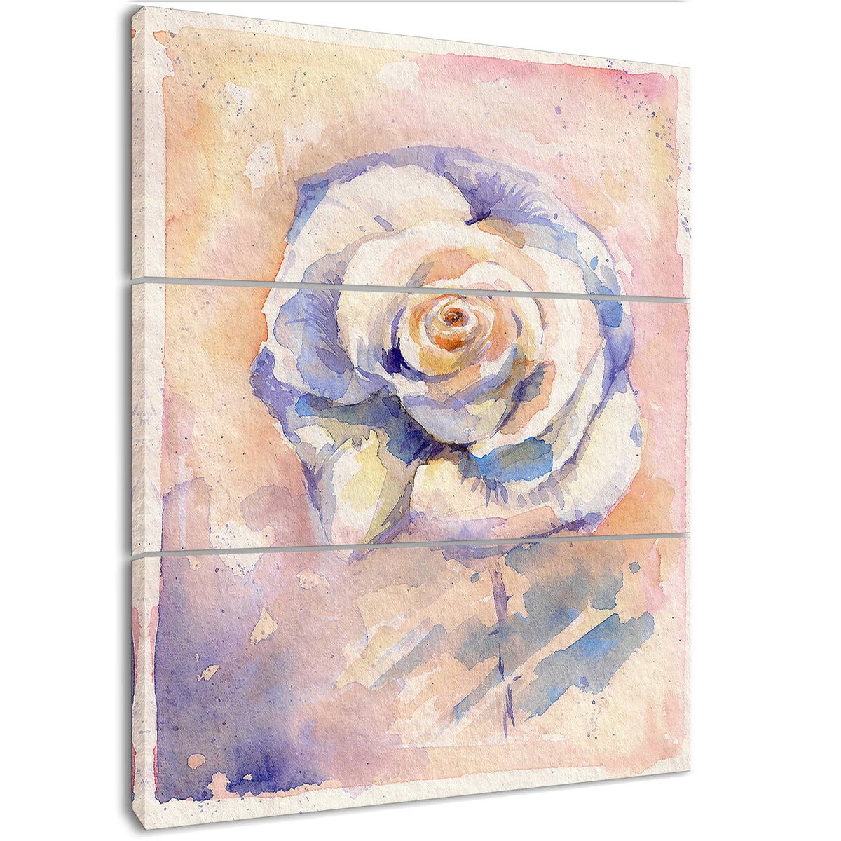 Rose Watercolor Artwork Floral Print on Wrapped Canvas Set - 3 Panels - 28x36 G54423