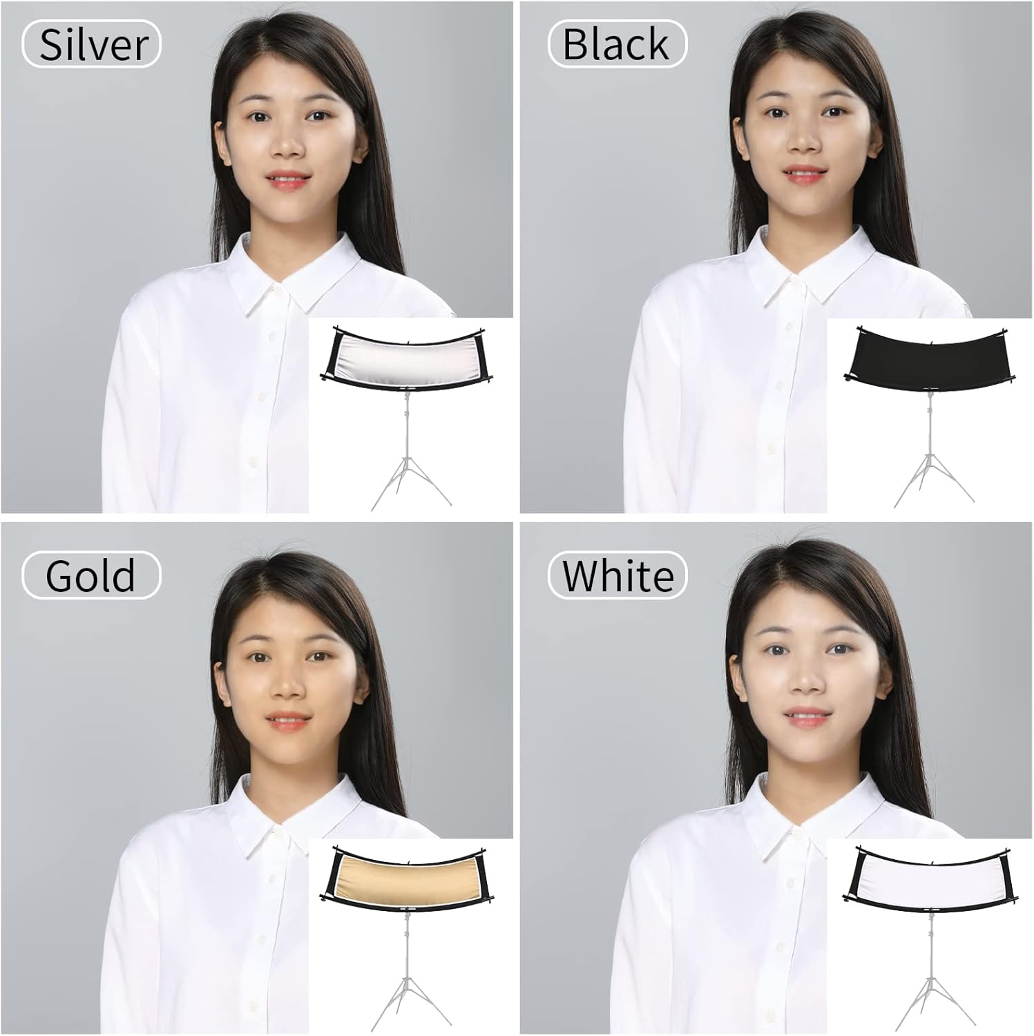 White/Silver/Gold/Black Clamshell Light Reflector with Carry Bag F452232