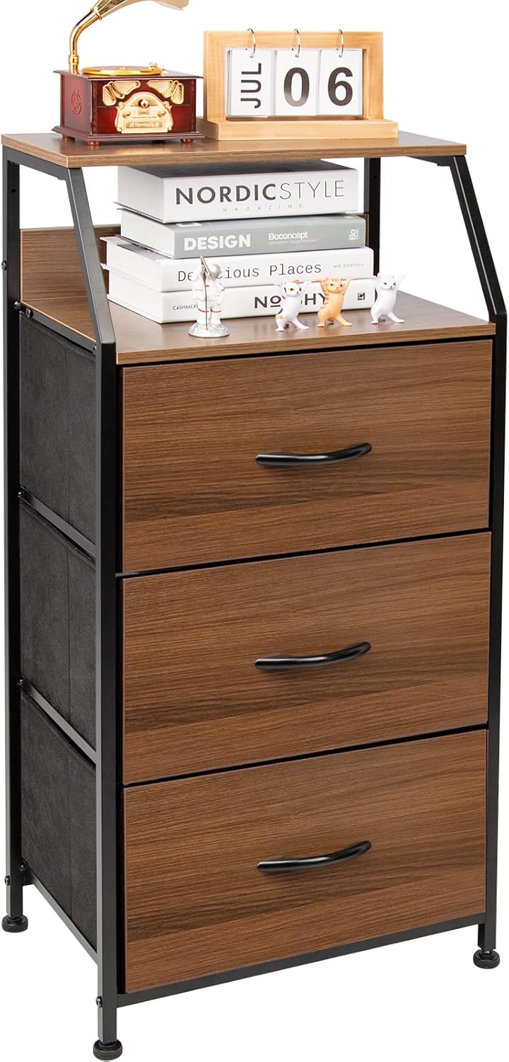 Rustic Brown 3-Tier Bookcase with 3 Drawer X567777