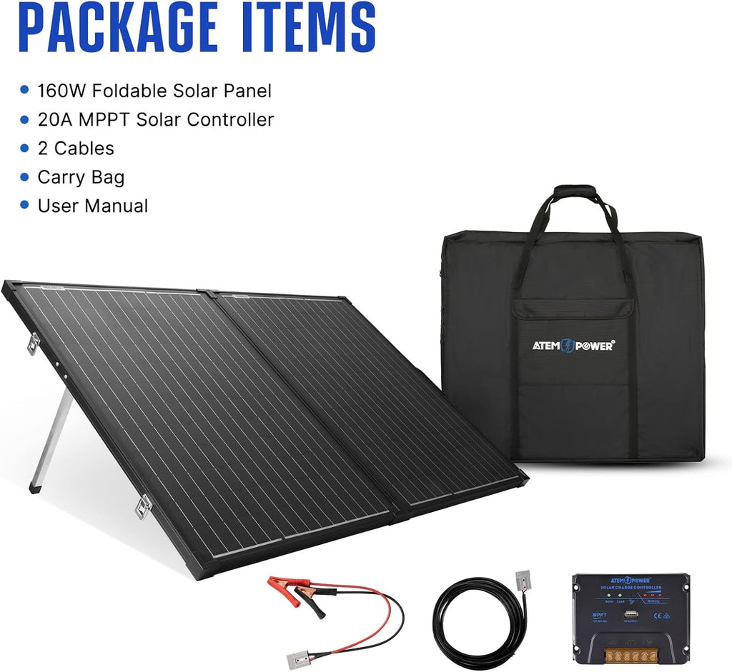160W Foldable Monocrystalline Solar Panel with 20A MPPT Controller U810