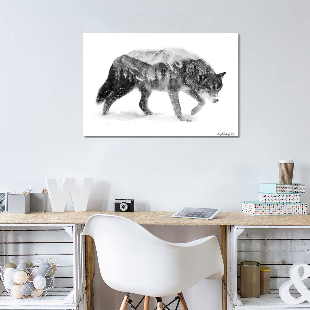 Black & White Wolf Canvas Art A728