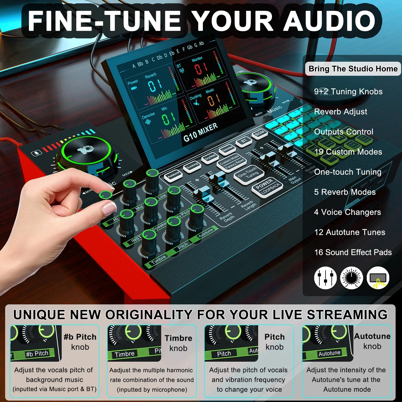 USB Audio Interface with Mixer & Vocal Effects F94512