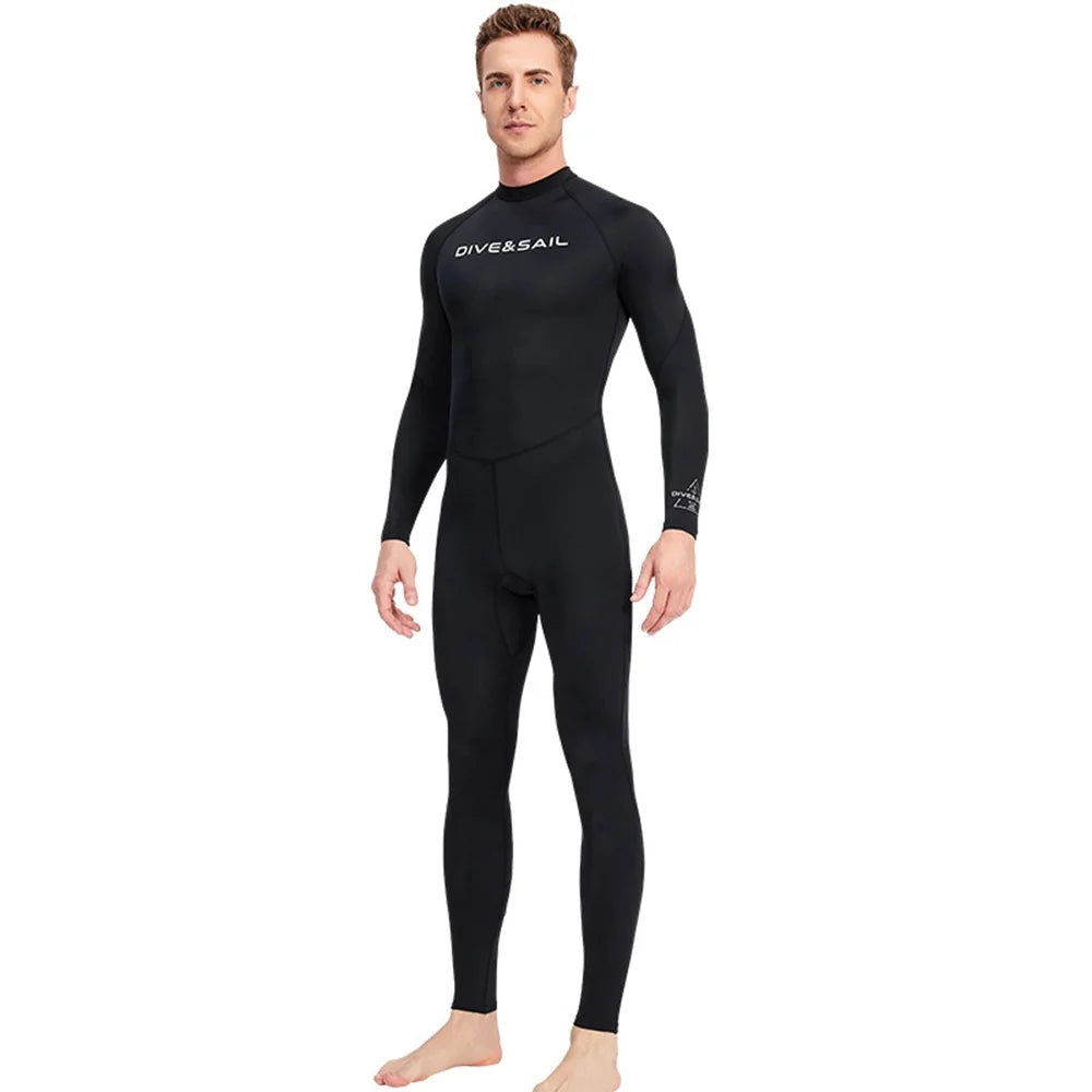 Men One Piece Swimsuit with Back Zipper Quick Dry Long Sleeve Surf Suit Q99736