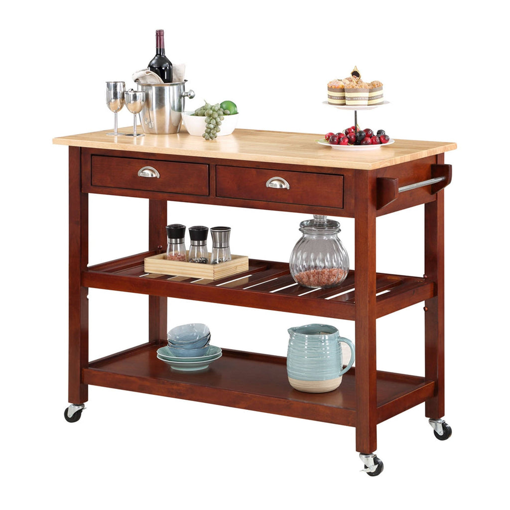 3 Tier Butcher Block Kitchen Cart with Drawers M408193