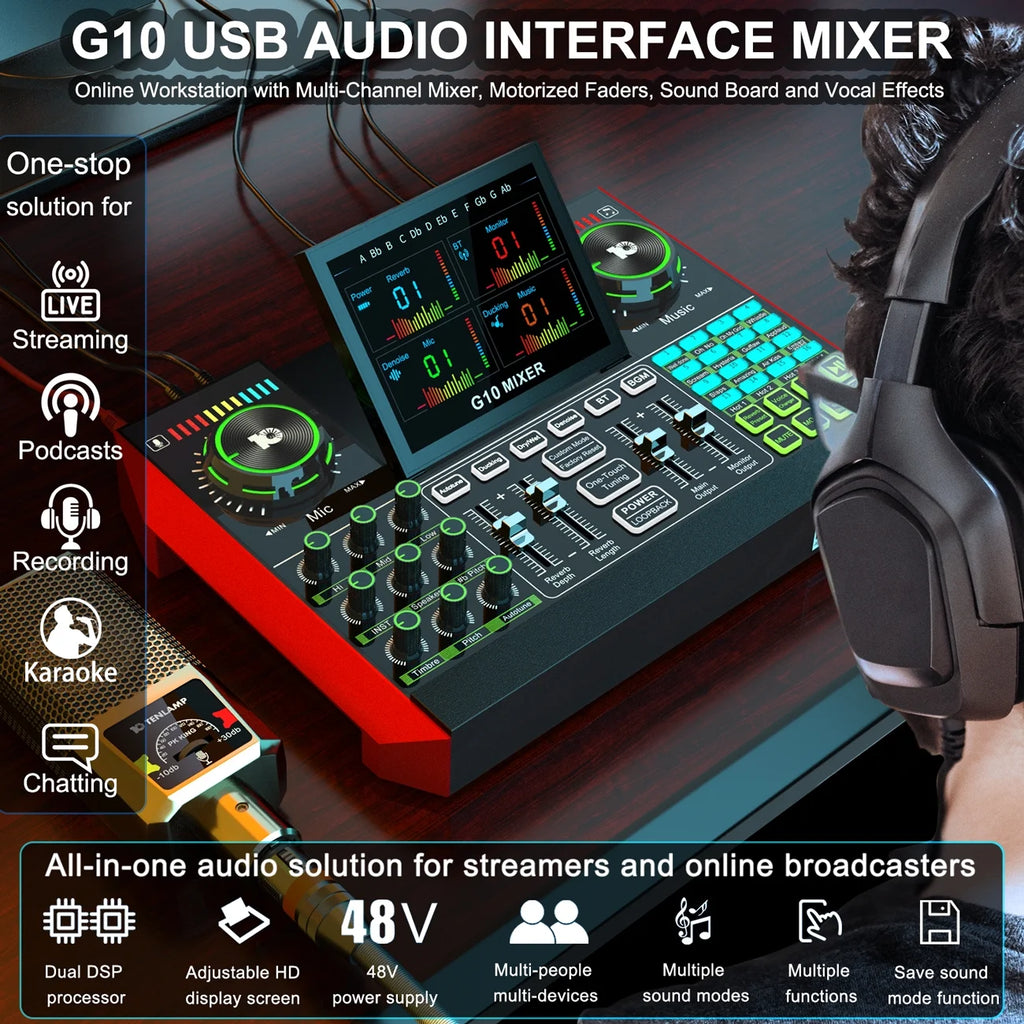 USB Audio Interface with Mixer & Vocal Effects F94512