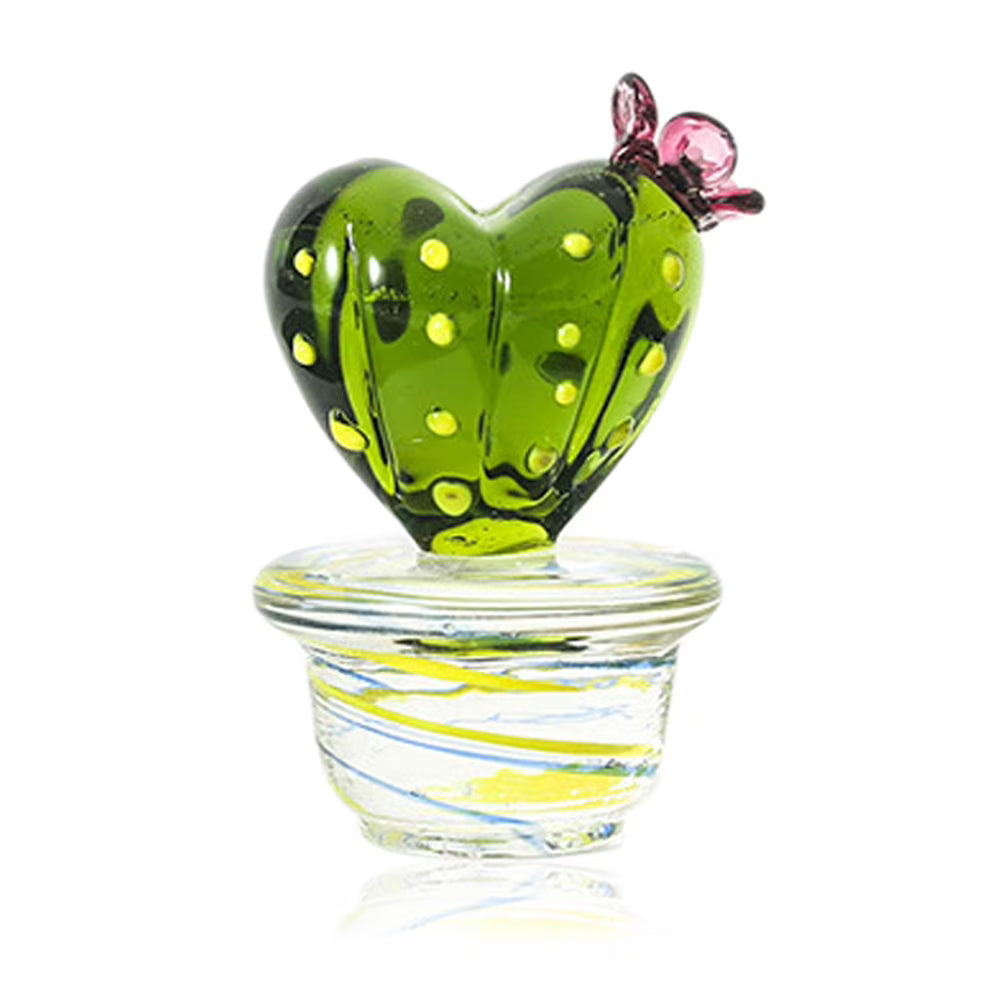 Handmade Blown Glass Cactus Figurines Desk Decorations F73627