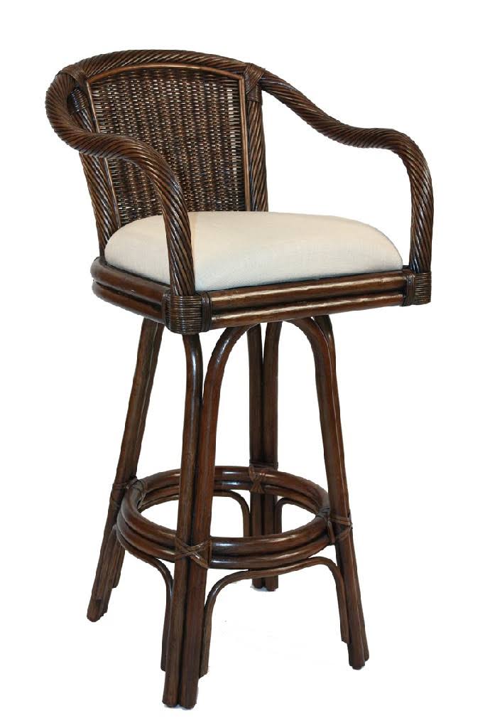 Indoor Swivel Rattan & Wicker Bar Stool in Antique Finish W15183