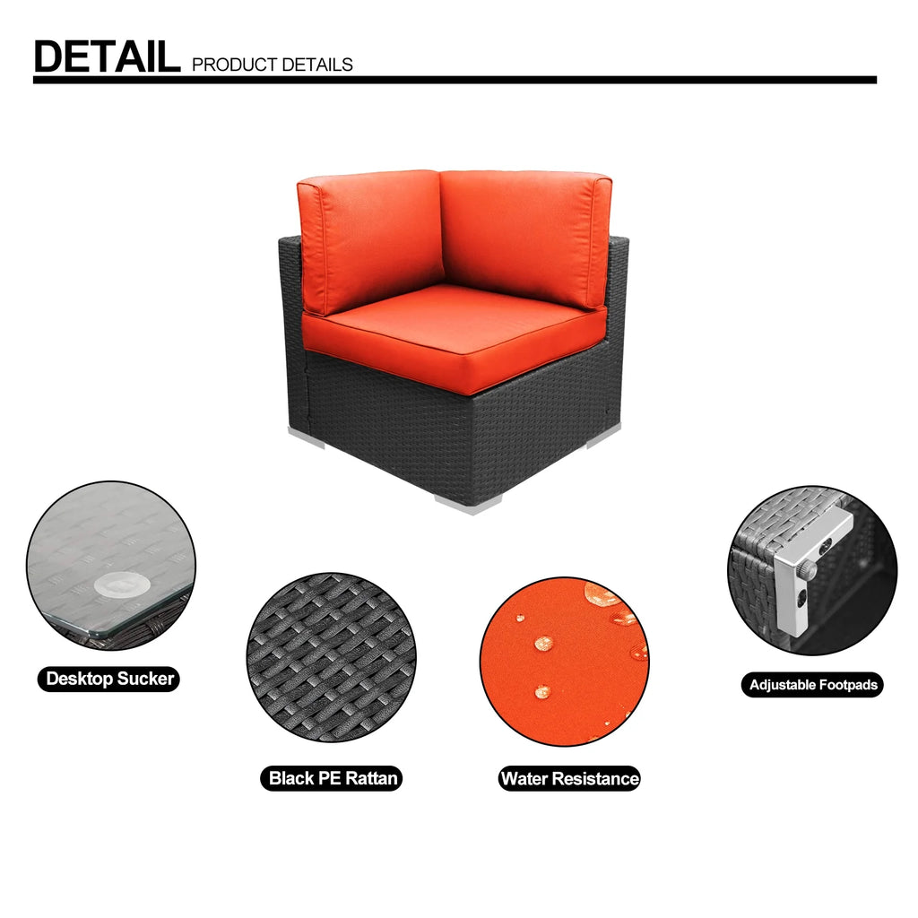 Orange 2-Piece Rattan Corner Sofa Set M554168