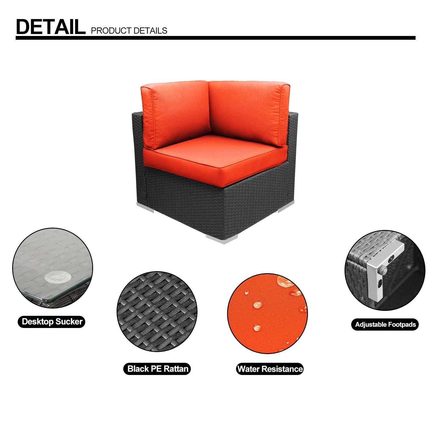 Orange 2-Piece Rattan Corner Sofa Set M554168