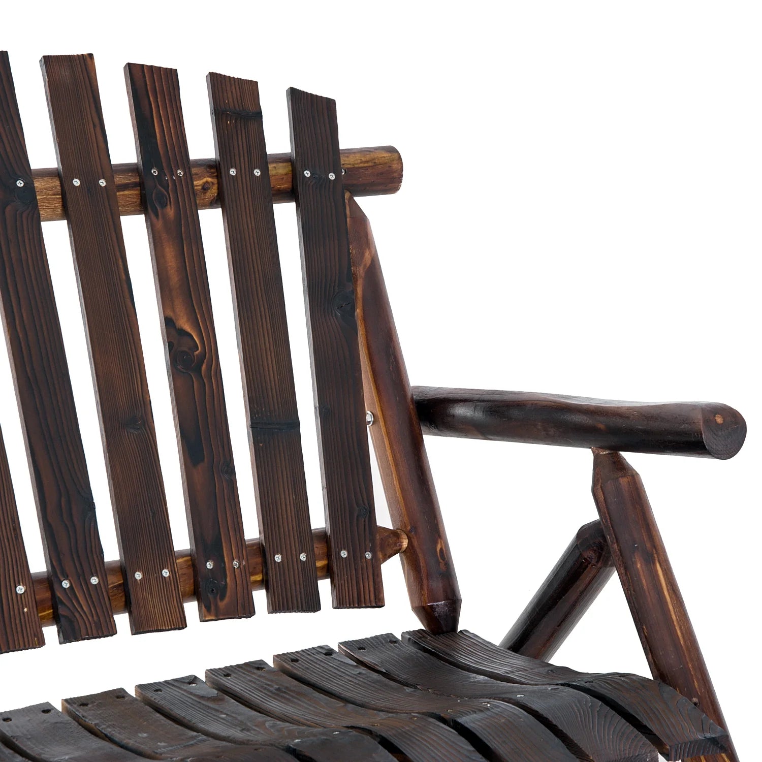 Rustic Double Rocking Chair Adirondack Bench, Fir Wood Y9203