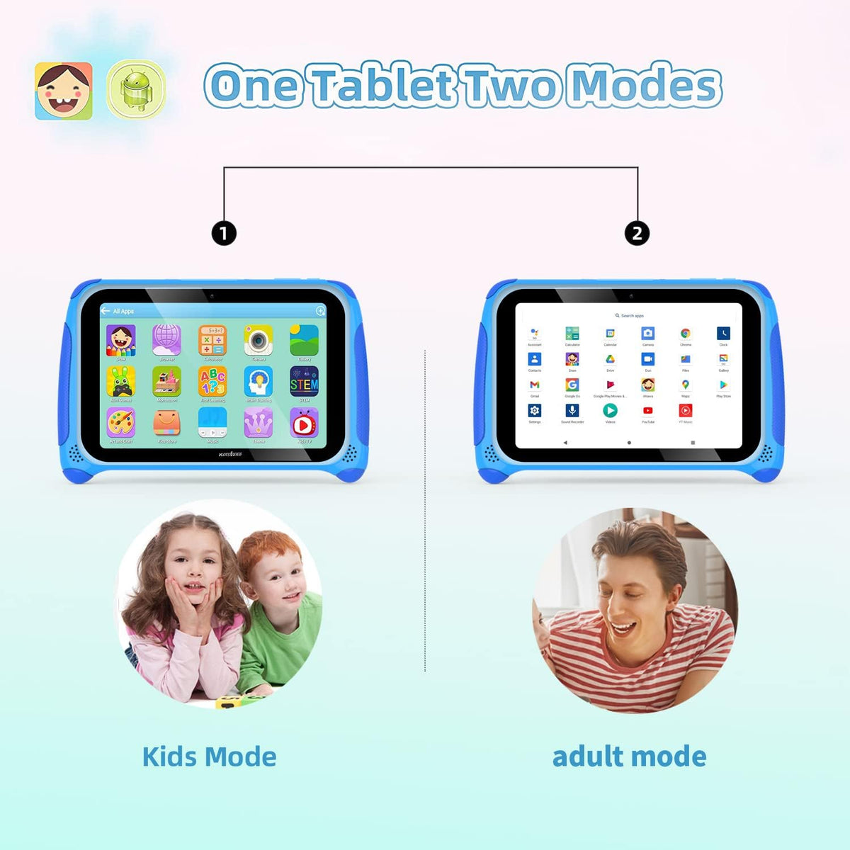 7 inch Kids Tablet Android 11 Quad Core 2GB RAM 32GB Dual Camera WiFi Bluetooth Blue D26813