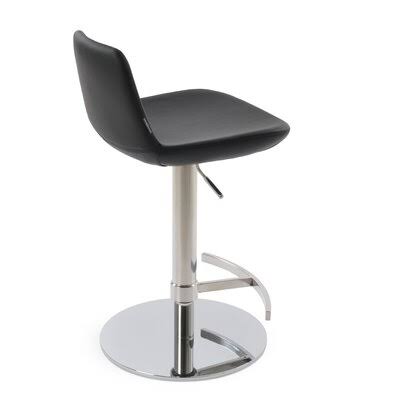 Chrome Black Leatherette Swivel Adjustable Height Bar Stool N9893