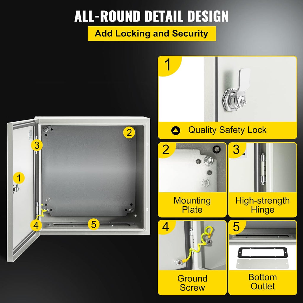 16 x 16 x 8 Inches Wall Mounted Waterproof Mild Steel Electrical Enclosure T230
