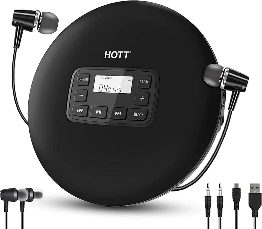 Compact Disc Player with LCD Display, Anti-Skip, Anti-Shock, Black I4935