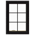 24 in. x 36 in. Black Painted Clad Wood Left-Handed Casement Window with Colonial Grids H458