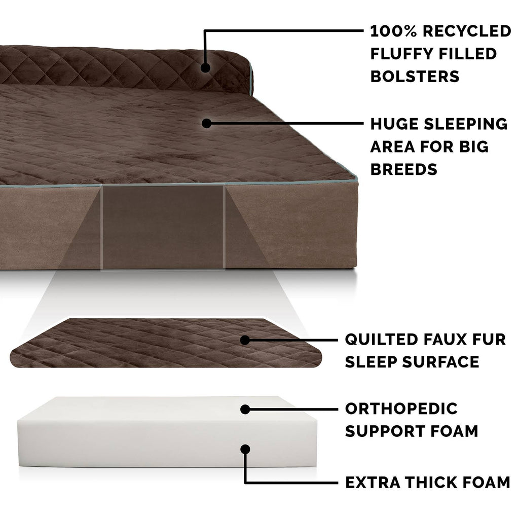 Espresso Velvet L-Chaise Dog Bed E827251