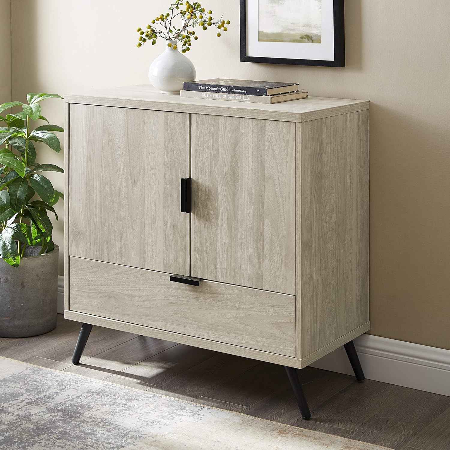 60 Inch Slate Grey Wood TV Stand with Cabinet Doors and Drawers P176401