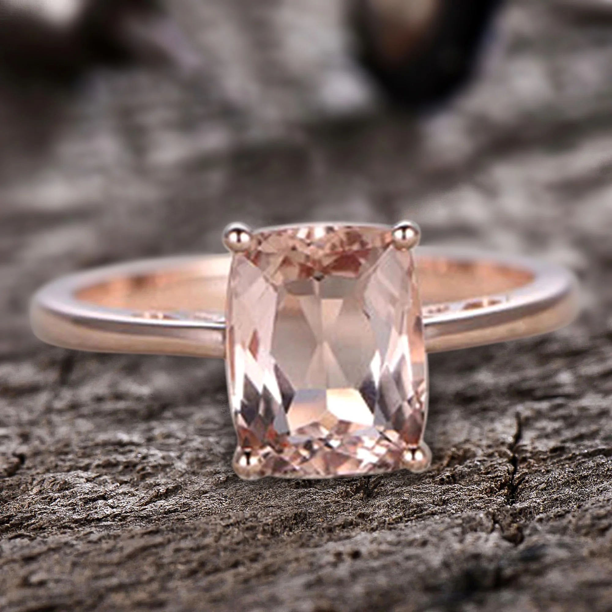 10mm Cushion Morganite 4 Carat Engagement Ring 10k Rose Gold Filigree L1504