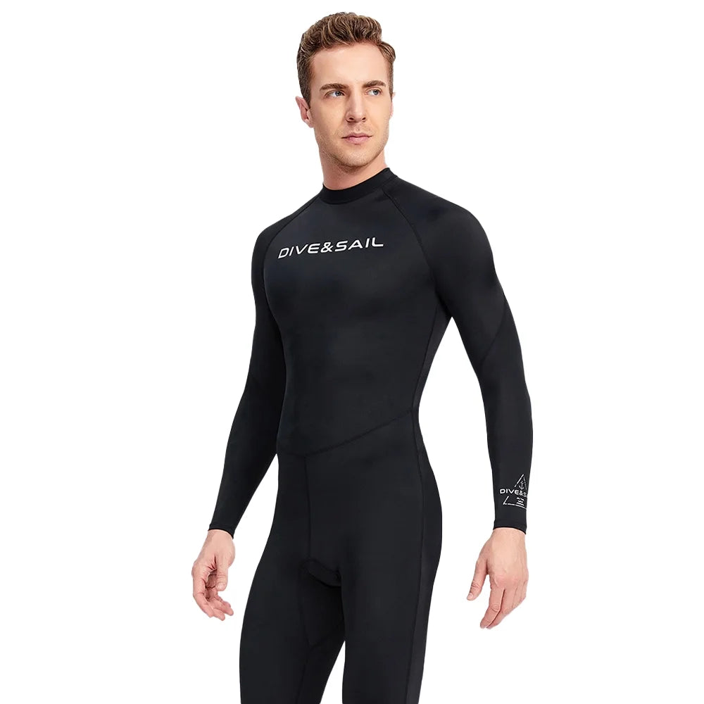 Men One Piece Swimsuit with Back Zipper Quick Dry Long Sleeve Surf Suit Q99736