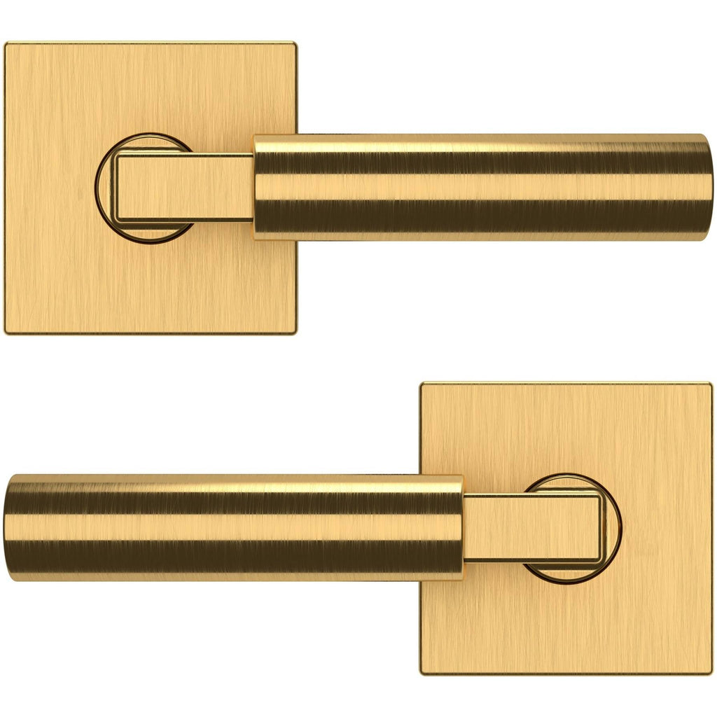 Satin Nickel Passage Door Lever Set with Square Rose A3094