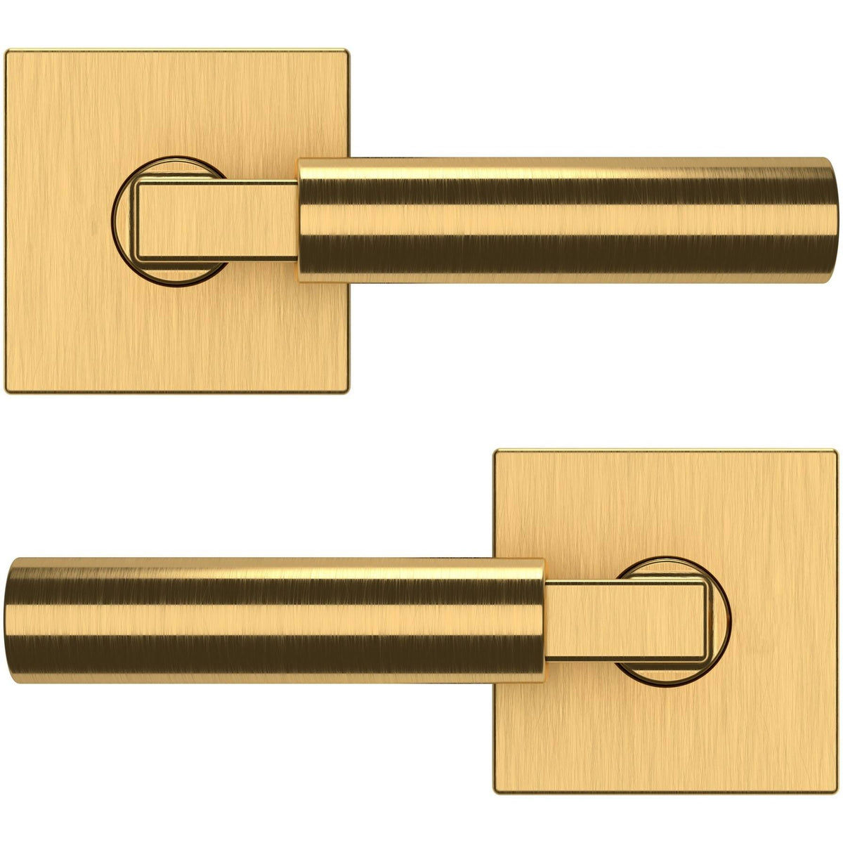 Satin Nickel Passage Door Lever Set with Square Rose A3094