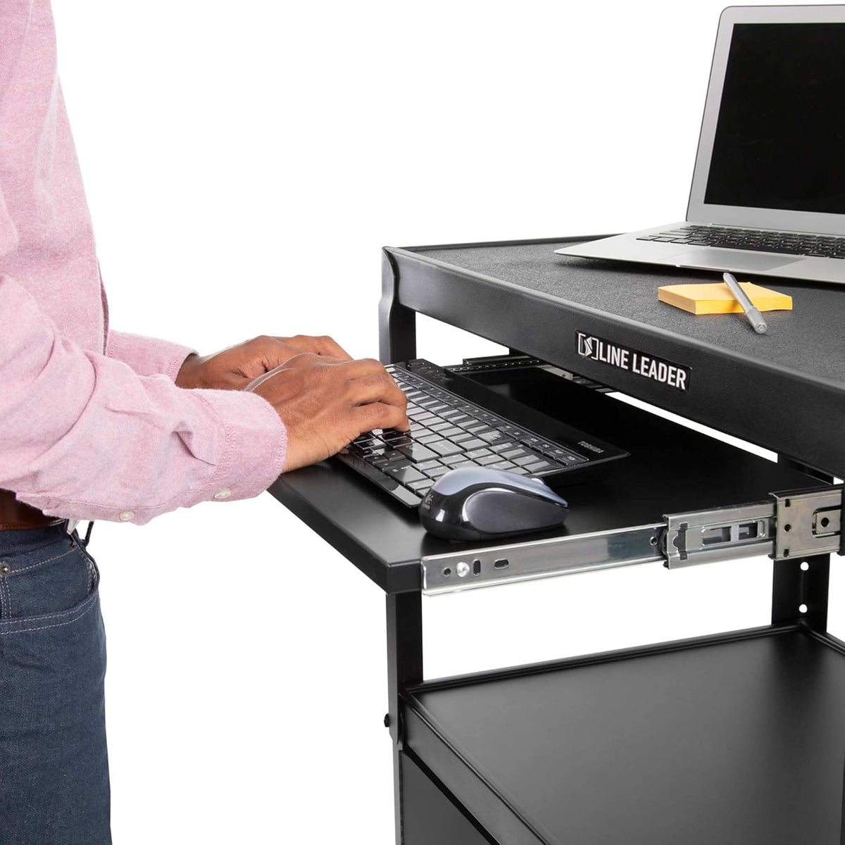 Black Height Adjustable Utility Cart with Locking Cabinet Y2538