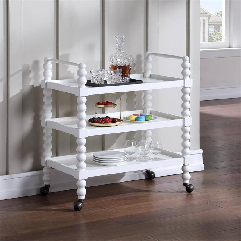 White Wood 3-Shelf Cart M203