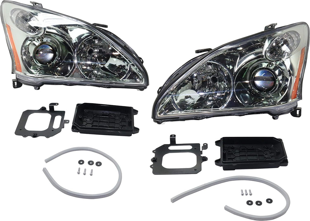 Headlight Lens and Housing Set of 2 for 2004-2006 Lexus RX330 HID D1684