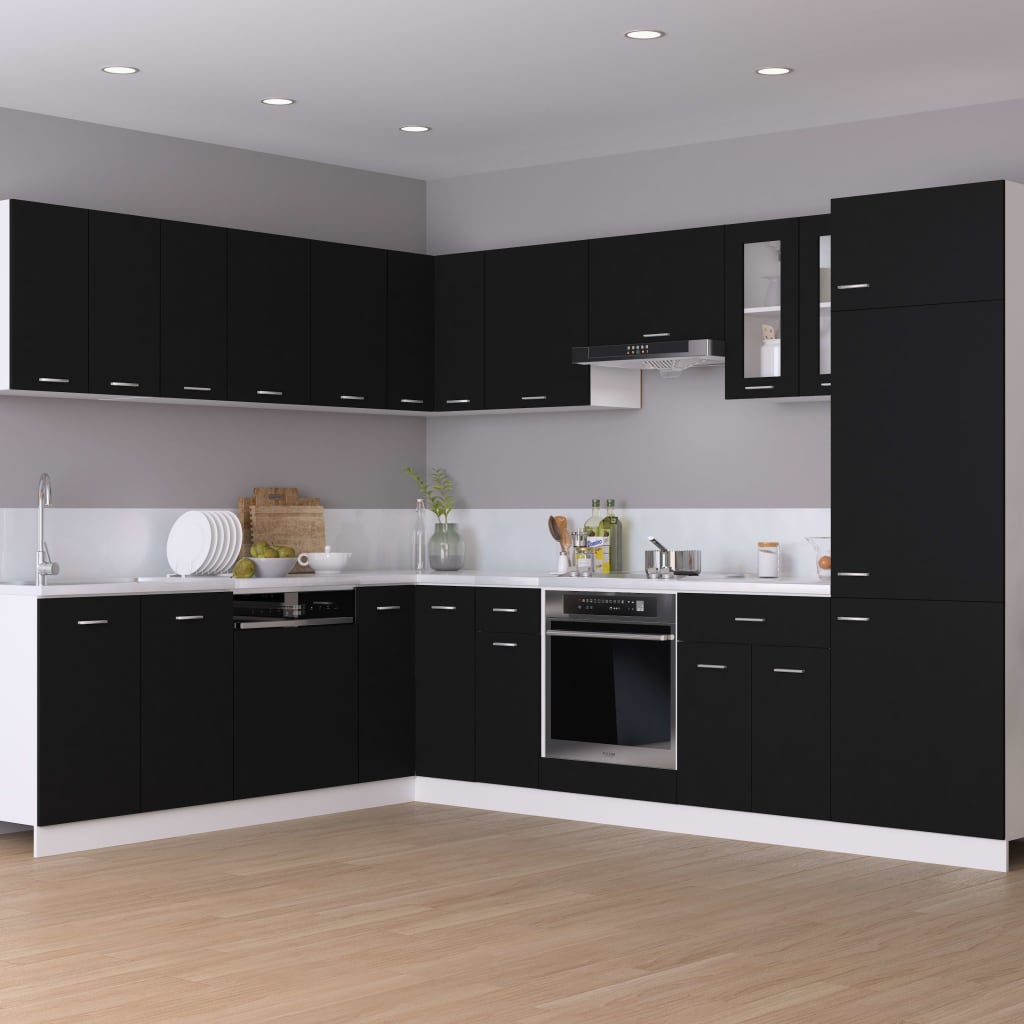 Black Engineered Wood Oven Cabinet C454