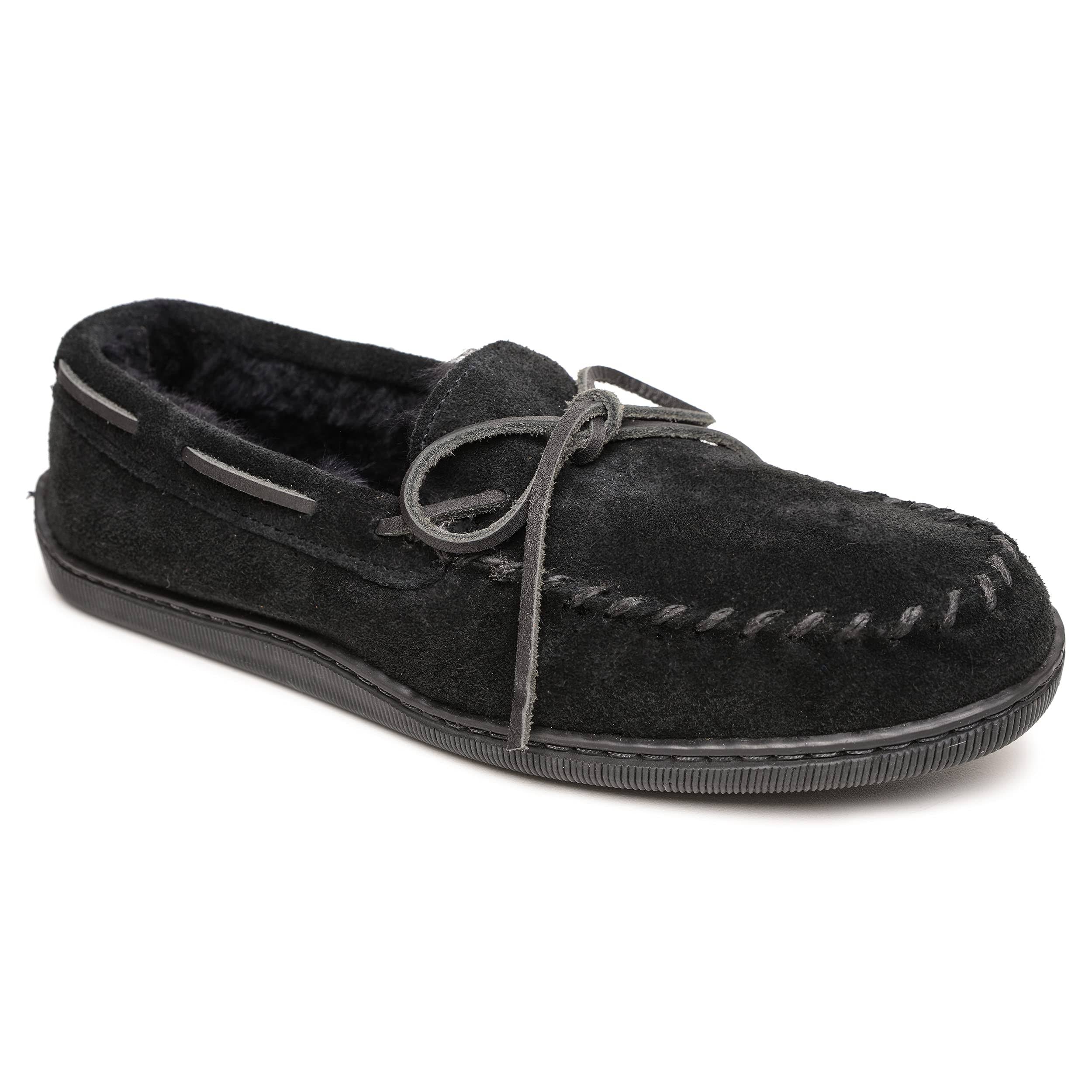 Black Sheepskin Hardsole Moccasin A48741