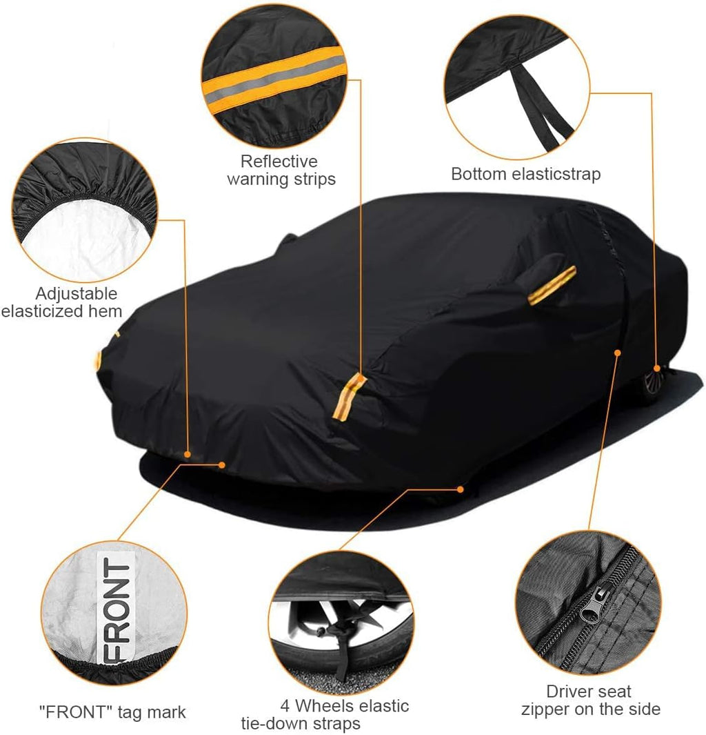 Sedan Car Cover Waterproof All Weather Full Car Cover Snow Hail Rain Sun UV Dust Protection Scratch Resistant Snow Winter (Fit for Car Size: 209''L x 79''W x 59''H (Approx)) Pack of 2 Q986
