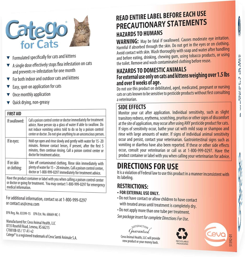 Flea and Tick Control for Cats, 6 Pack, 1.5 lb V362